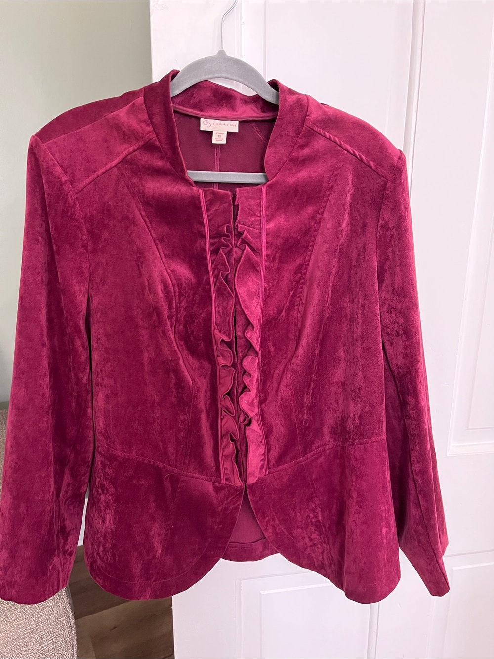 Wine color faux suede jacket blazer size 1X